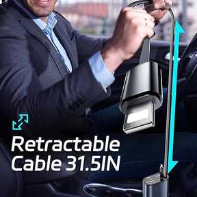 120W Multi-Port Car Charger With Retractable Cables