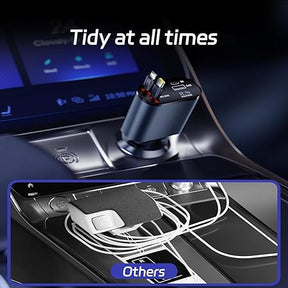 120W Multi-Port Car Charger With Retractable Cables