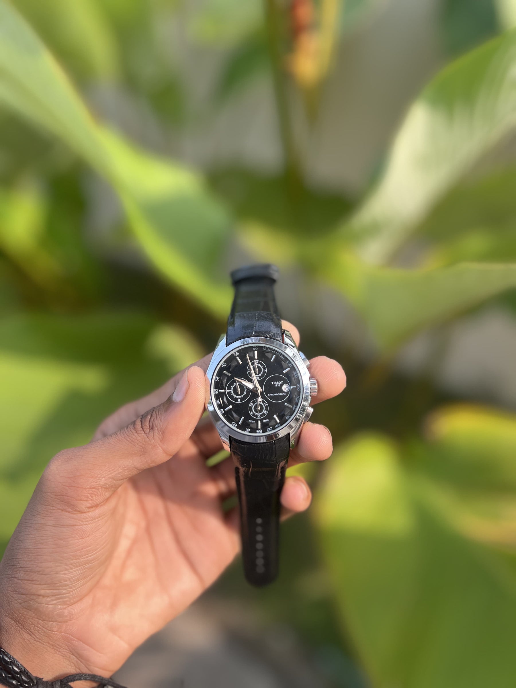 LEATHER STRAP CHRONO WORKING WATCH