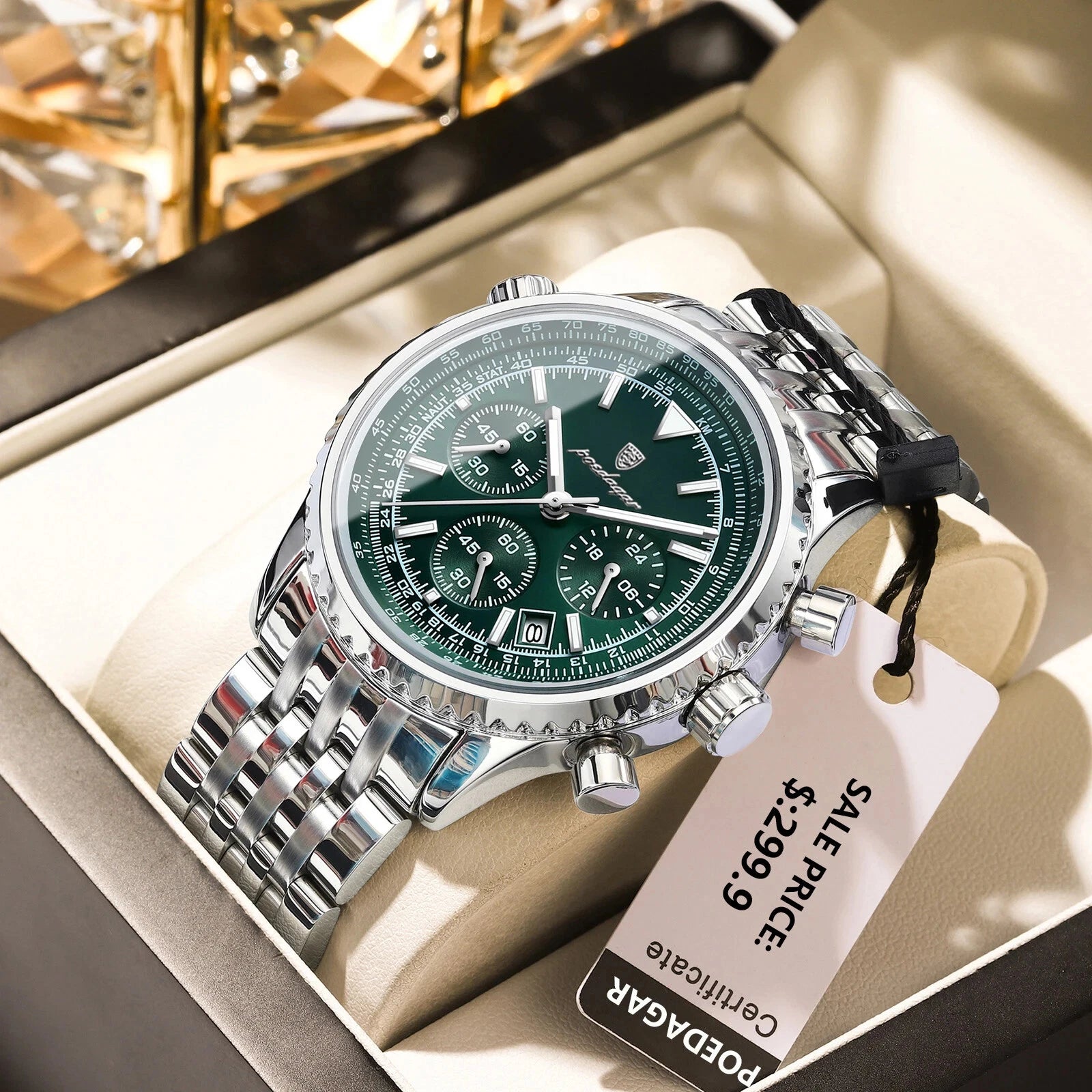 Luxury Military Men Watch Waterproof Luminous Date Chronograph Stainless Steel